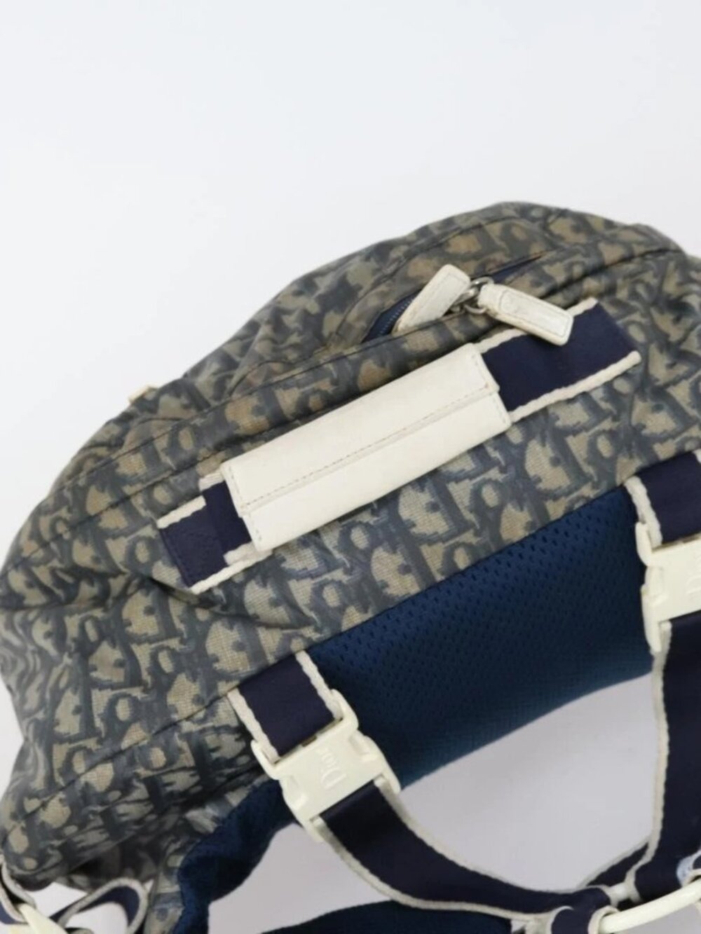 Christian Dior Trotter Canvas Backpack PVC Blue Silver Auth bs31270 - Picture 7 of 16